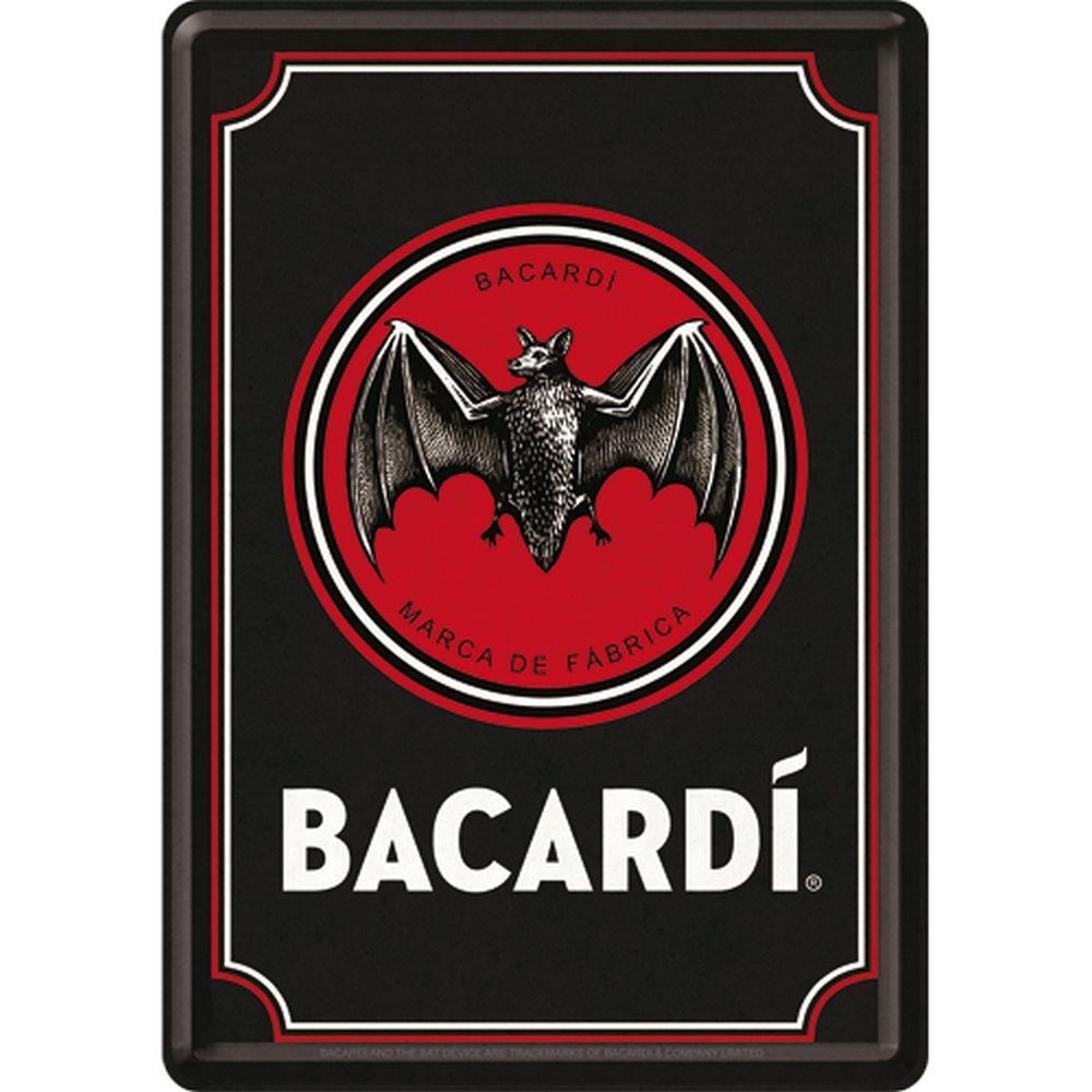 Tin postcard – 3 x 6 in – Bacardi Bacardi Logo Black