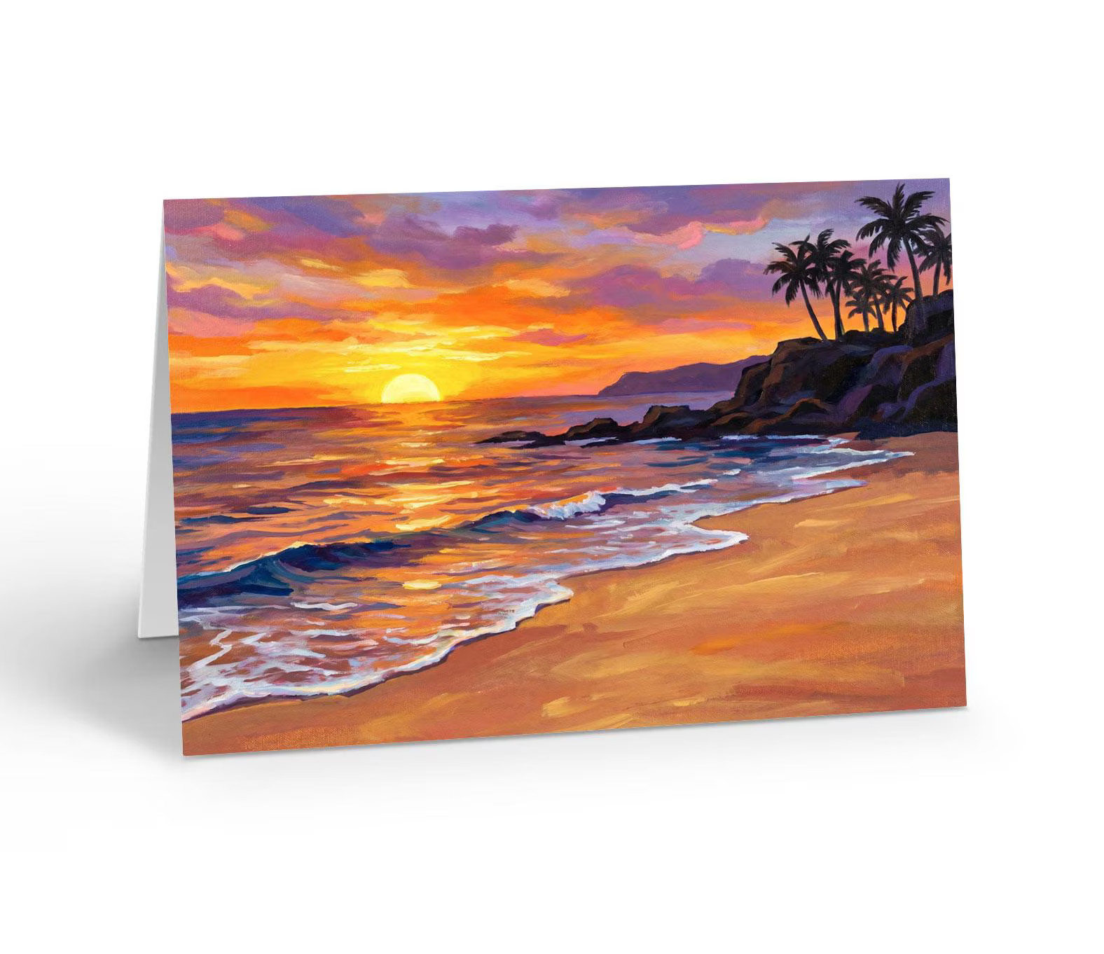 Captivating Tropical Sunset Beach Scene Note Cards – 10 Note Cards – 14520