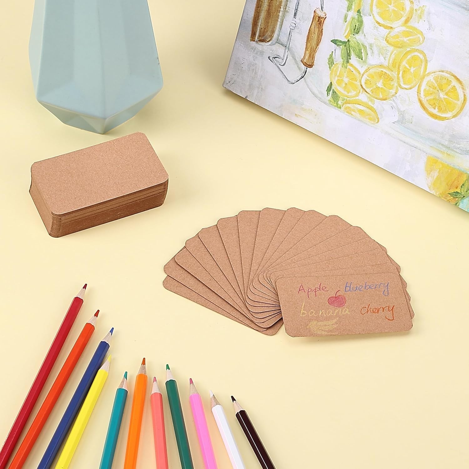 Versatile Blank Kraft Note Cards, 3.5”x2.1”, 100 Cards for Creative Projects