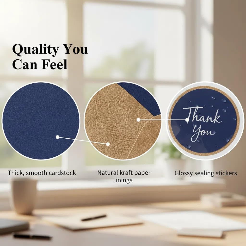 100 Pack Thank You Cards with Envelopes Bulk Set & Stickers – 4X6 Inch Blank Tha