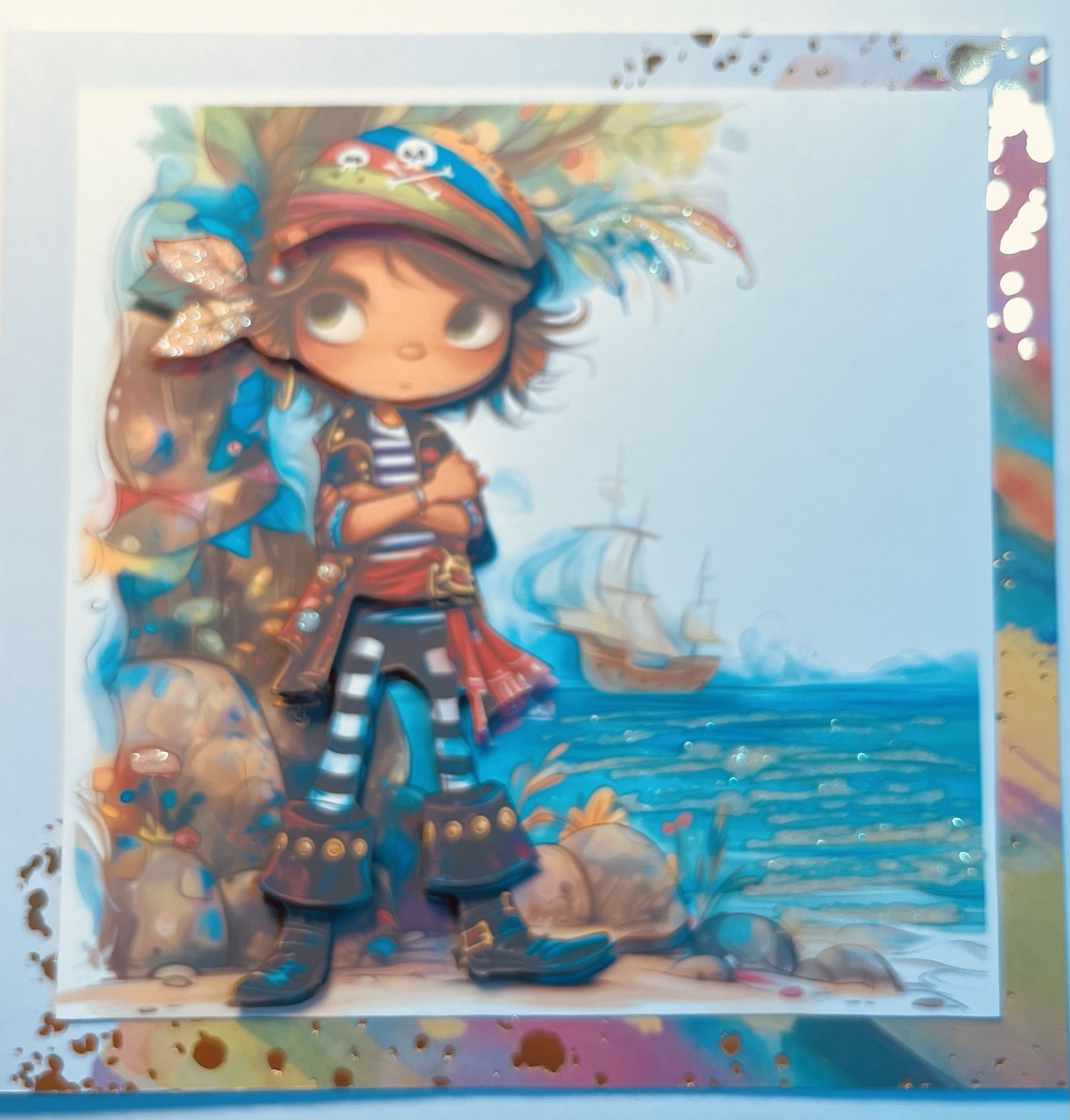 Handmade Greeting Card Art 3D Pirate Design SCRAPZ By Kim