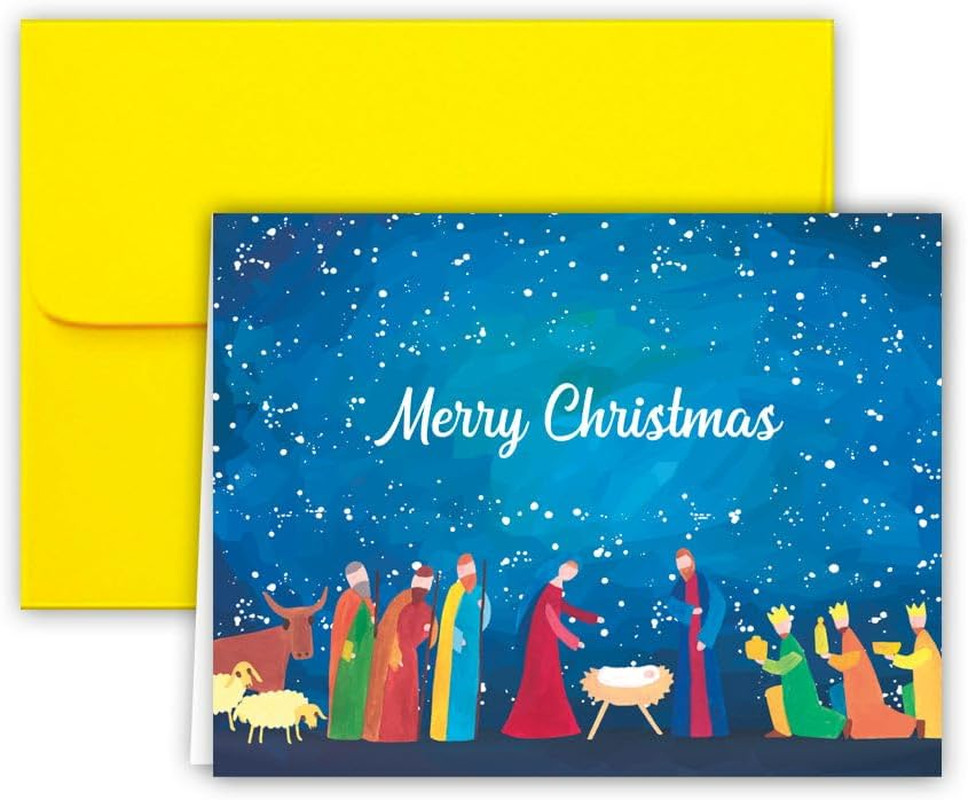 Paper Frenzy Abstract Nativity Christmas Cards and Envelopes – 25 pack