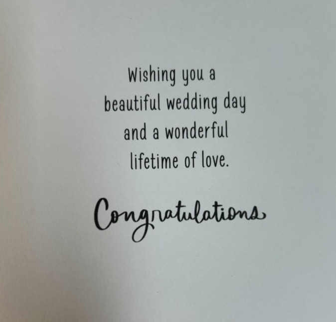 Wedding Day Greeting Card & Envelope ~ Congratulations