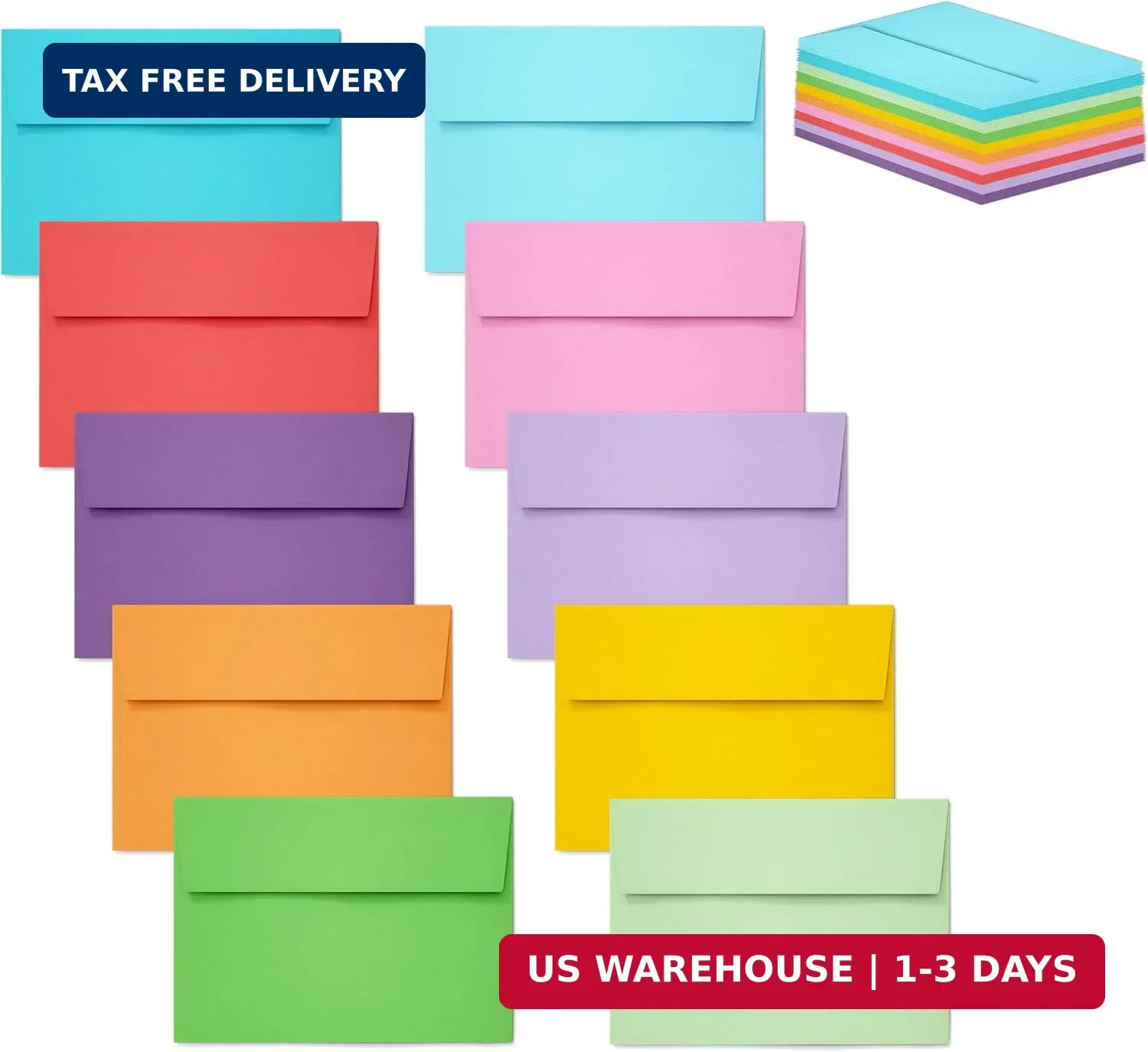 Slapaflife 50 pack 4×6 envelopes,4×6 colored envelopes for invitations, postcard