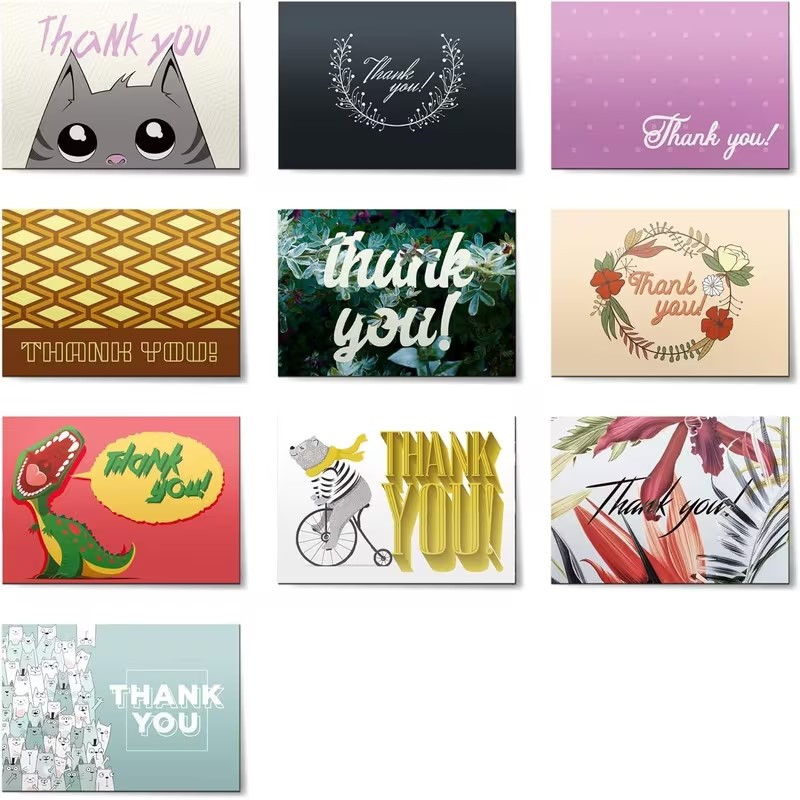 (50pcs) Thank You Cards Set, Includes Blank Cards & Envelopes with Stickers,4×6