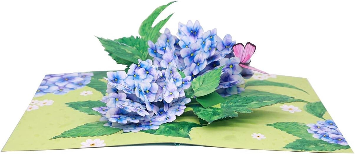 Liif Beautiful Hydrangea Blossoms Butterfly 3D Greeting Pop Up Card