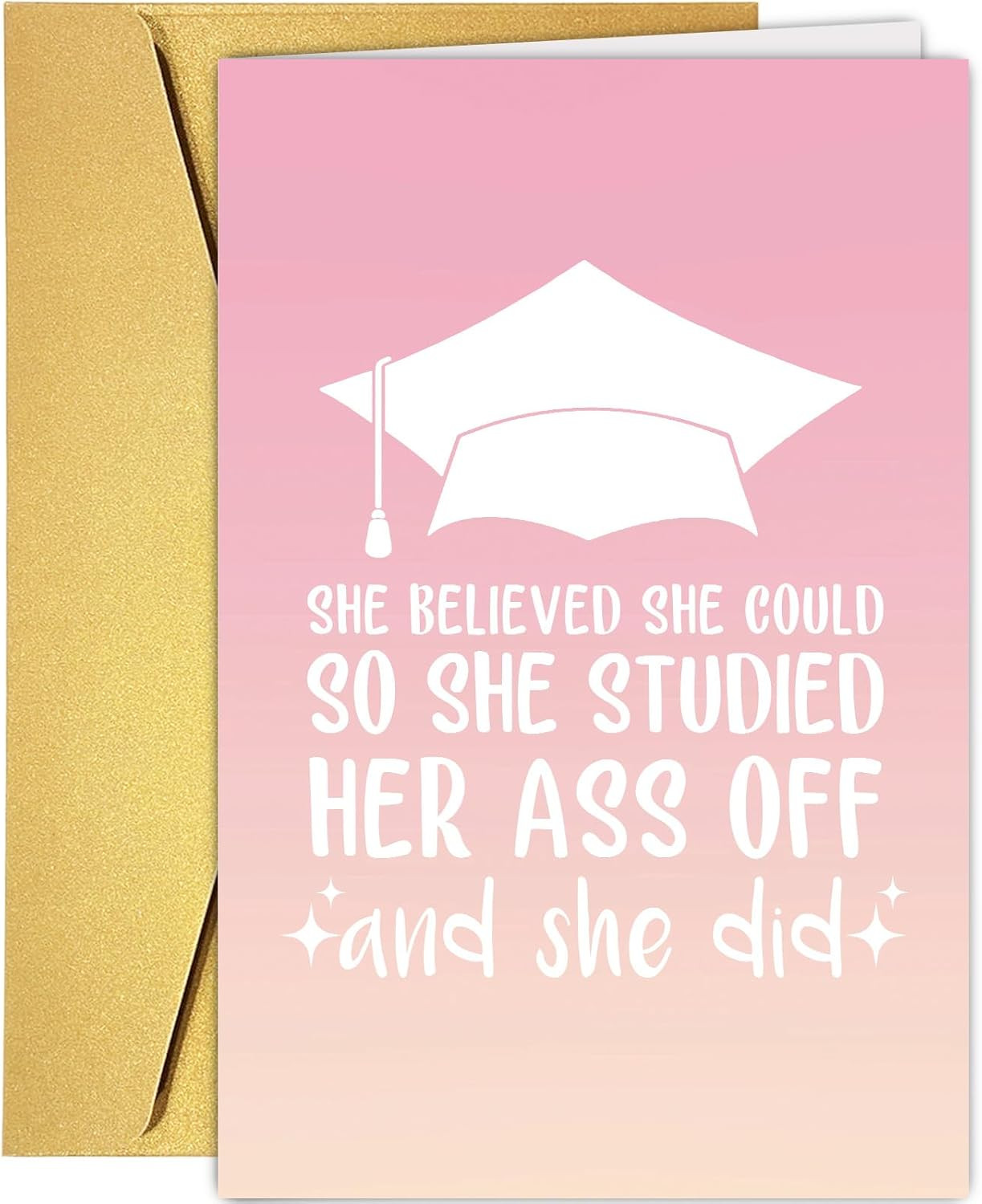 Funny Graduation Card for Her, College Graduation Gift for Daughter Sister, Insp