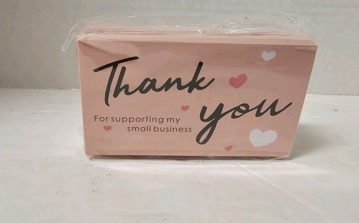 NEW 100 PCS Pink Thank You Cards for Small Business Front & Back Say Something