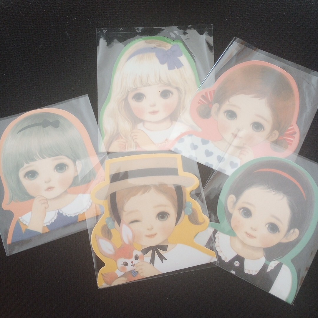 New Doll Note Cards Paper Doll Mate Die-cut Set of 5 Different Dolls No Envelope