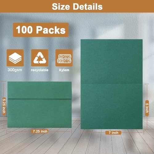 Blank Note Cards 5×7 100 Pack Assorted Colors Heavyweight Cardstock with Self