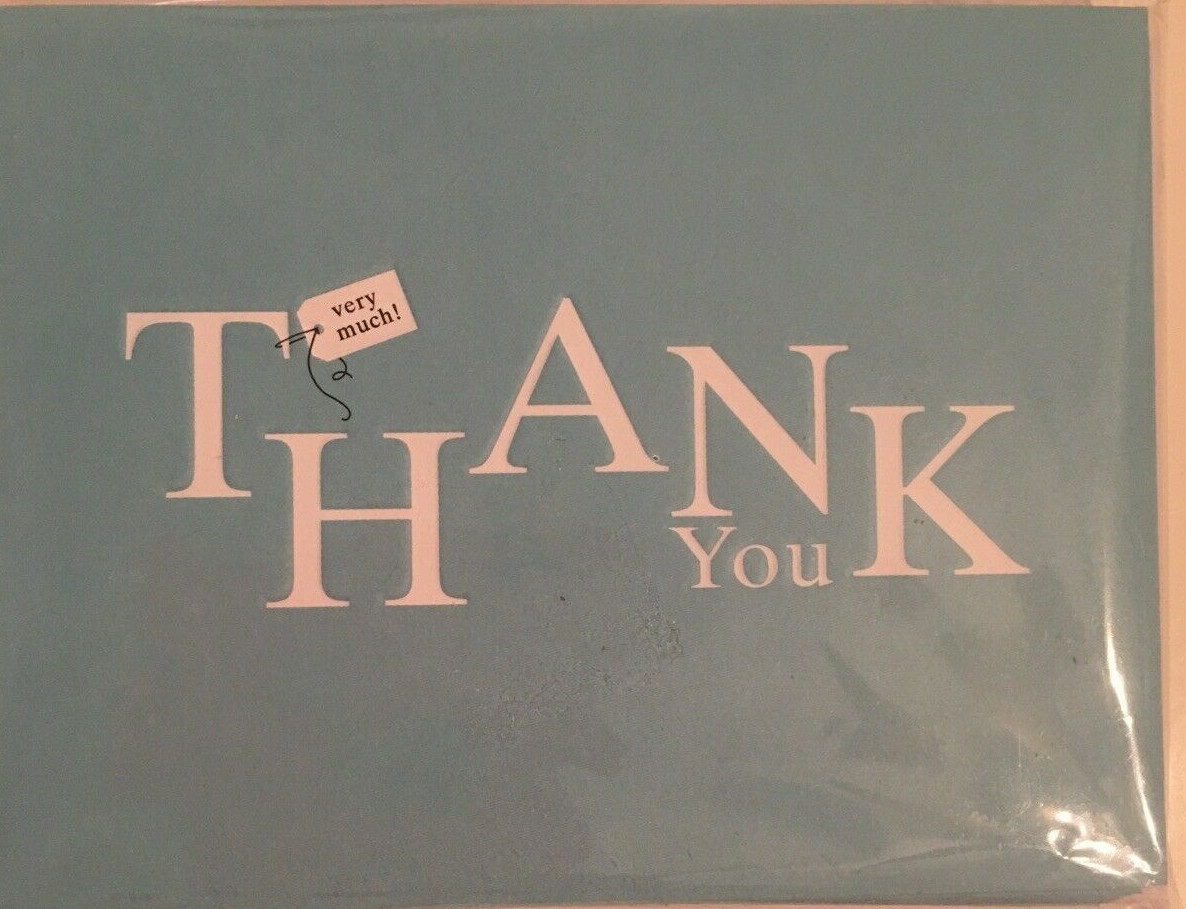 Hallmark Thank You Notes & Envelopes Pack Of 12 Teal White Blank Inside NEW
