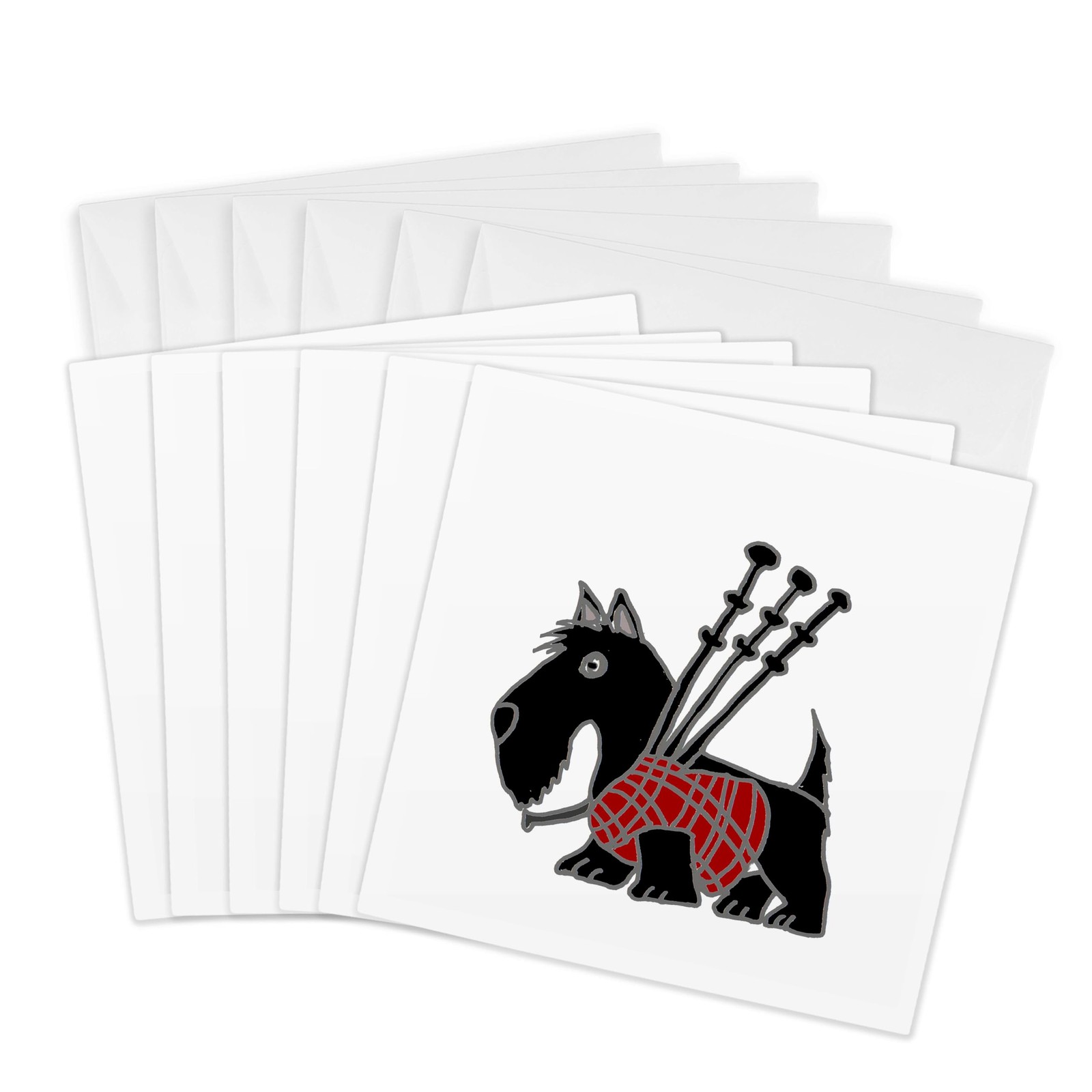 Funny Scottish Terrier Playing the Bagpipes – Greeting Cards,6 x 6inchesset of 6