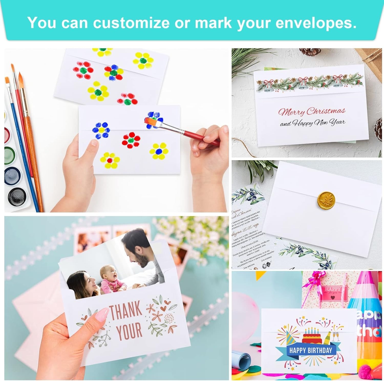 Durable 70 Pack A4 White Envelopes for Invitations & Greetings – Customizable