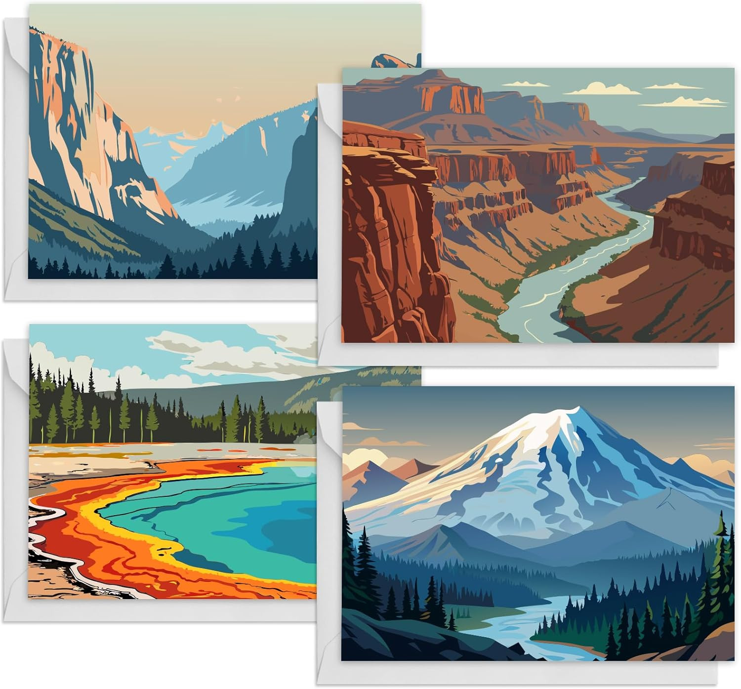 48 Pack Blank Cards and Envelopes, National Parks Blank Greeting Cards, Blank Ca