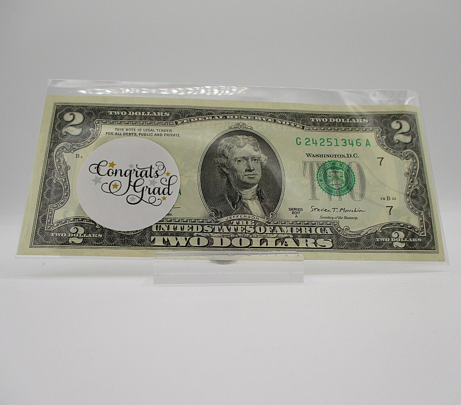 Graduation Gift $2 Bill Uncirculated Genuine US Currency Collectable Keepsake