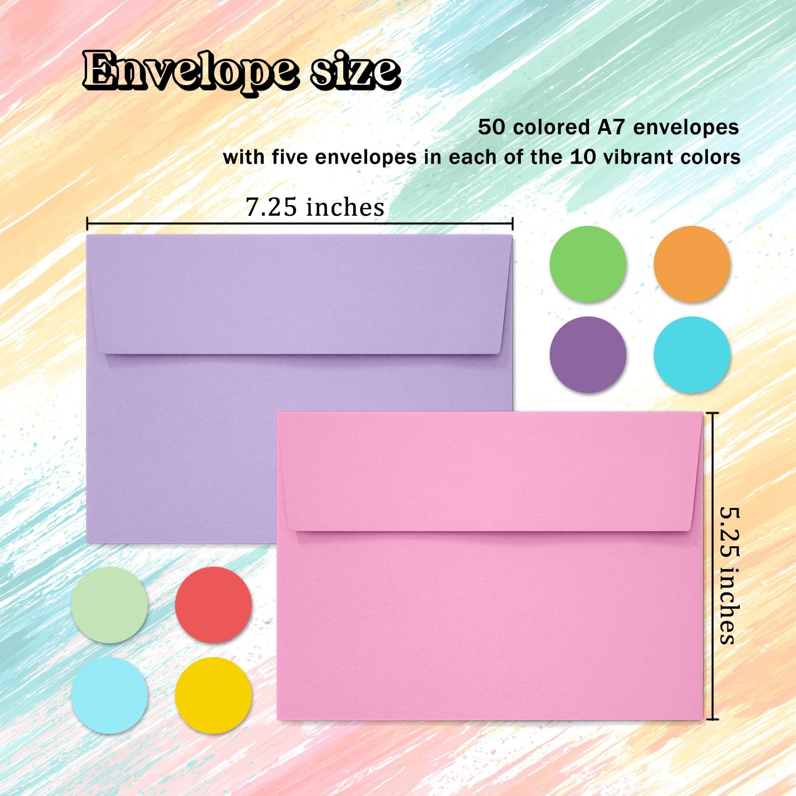 50 Pack 5×7 Envelopes, 5×7 Colored SelfSeal Envelopes for Invitations, postca…