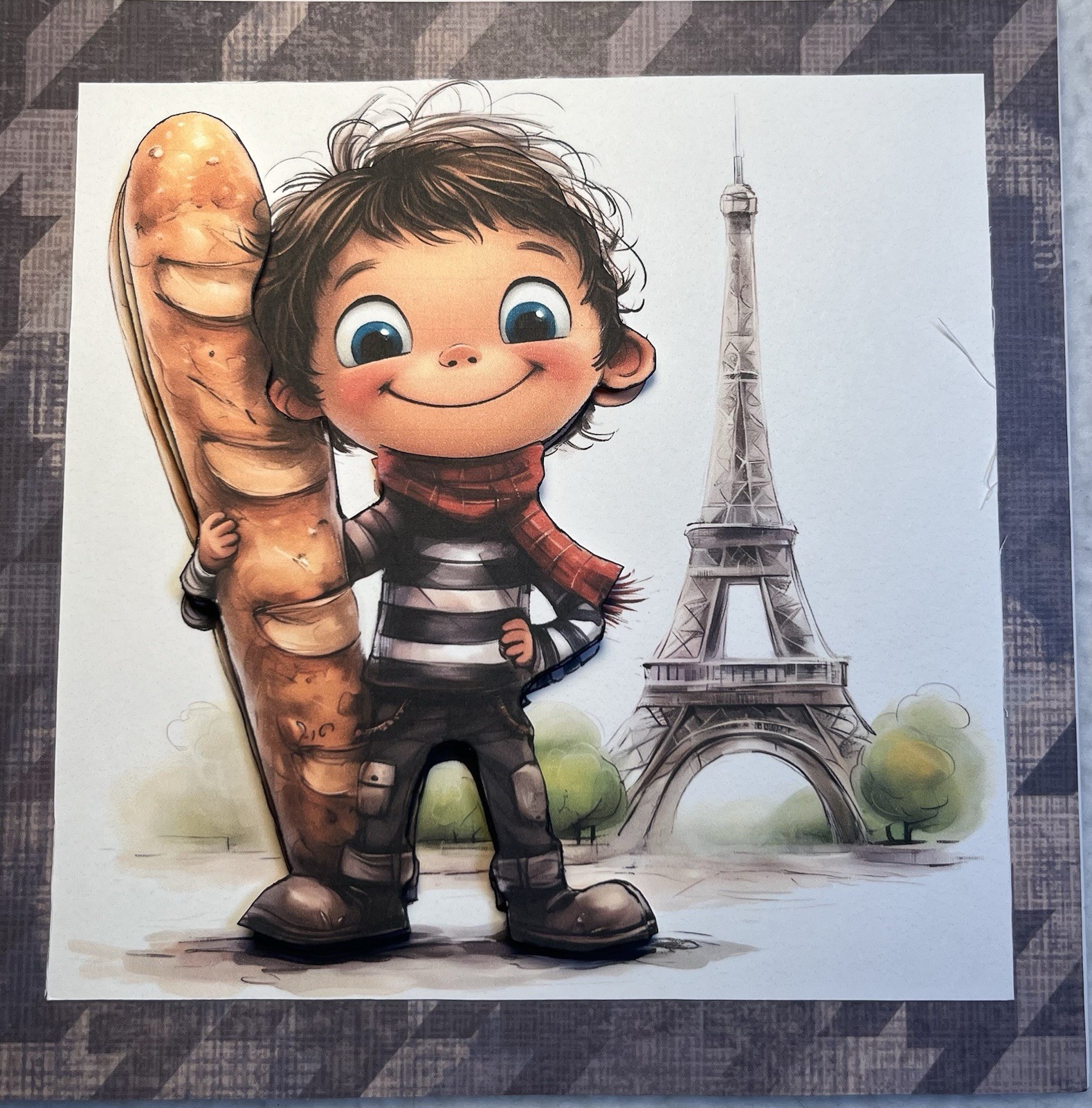 Handmade Greeting Card Art 3D Paris Boy Design SCRAPZ By Kim