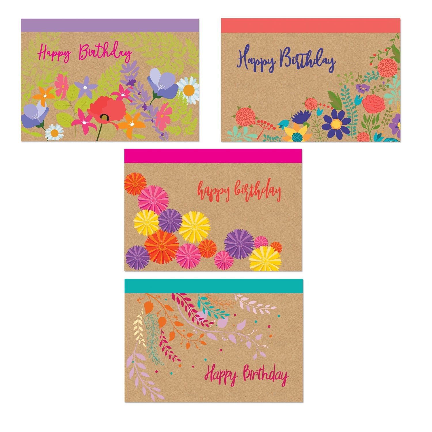 Assorted Happy Birthday Postcards – 4 Fun Birthday Designs – 4″ x 6″ – B17053-V