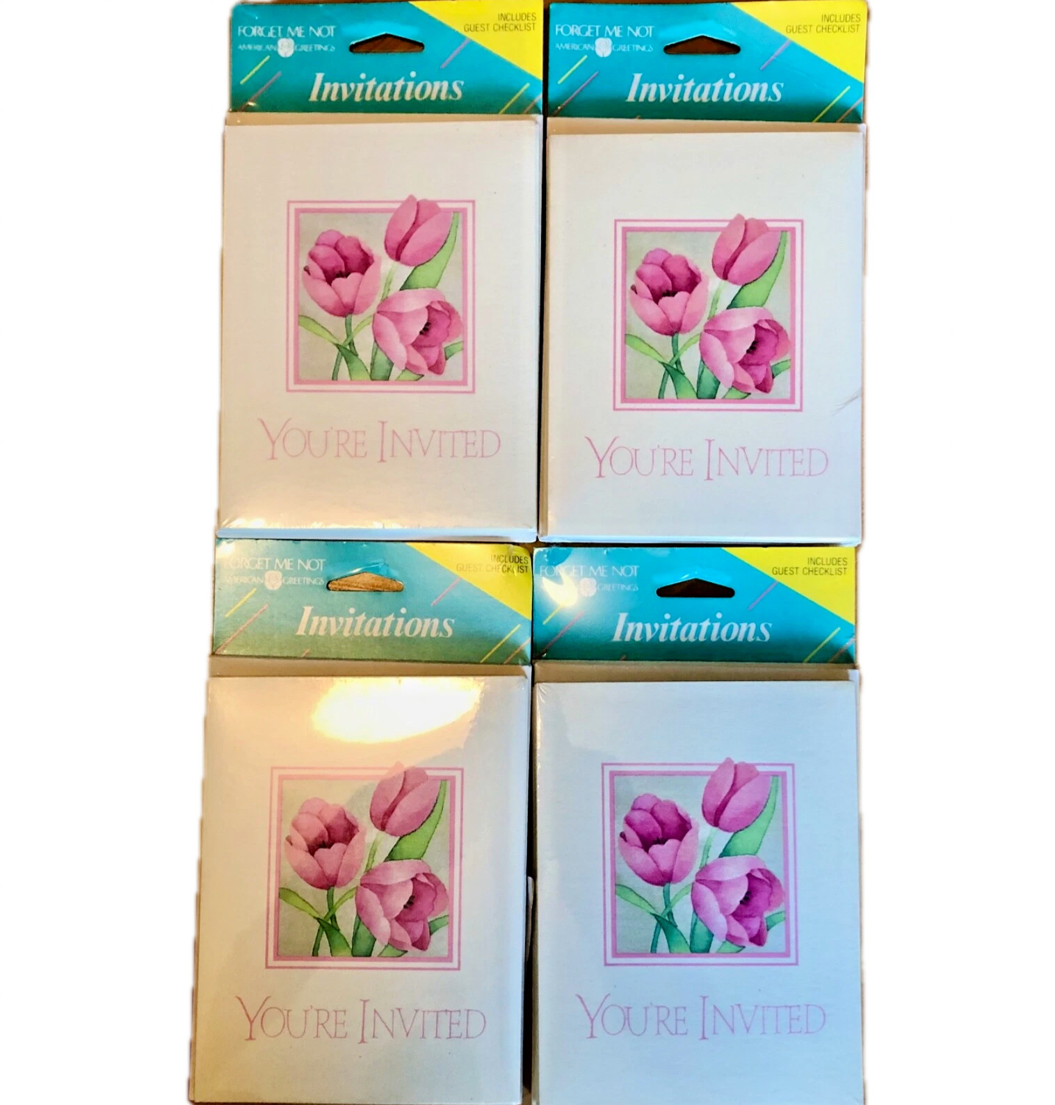 American Greetings Youre Invited Forget Me Not Invitations Envelopes 4PC New