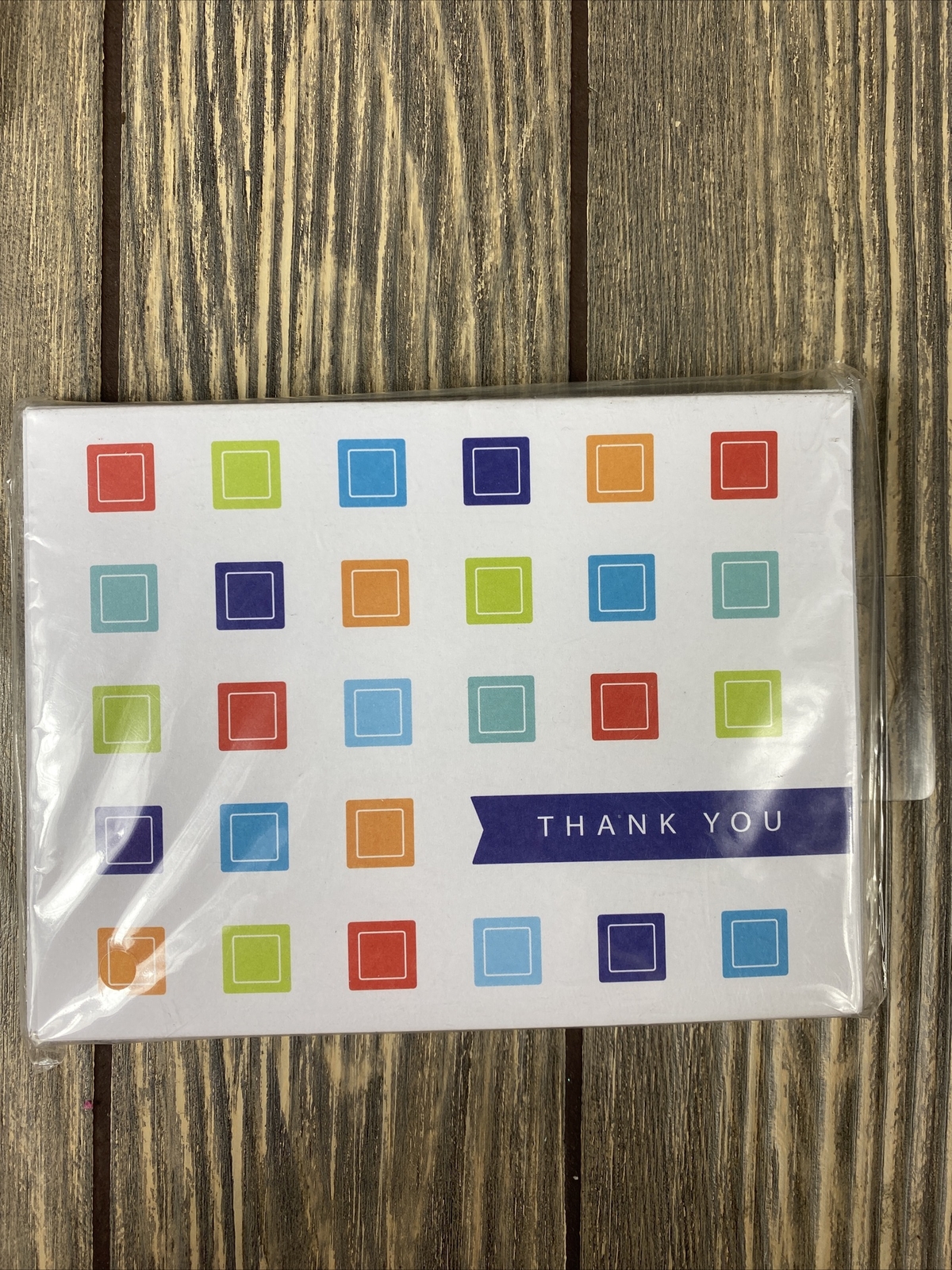 American Greetings White Multicolor Squares Blocks 12 Thank You Cards Envelopes