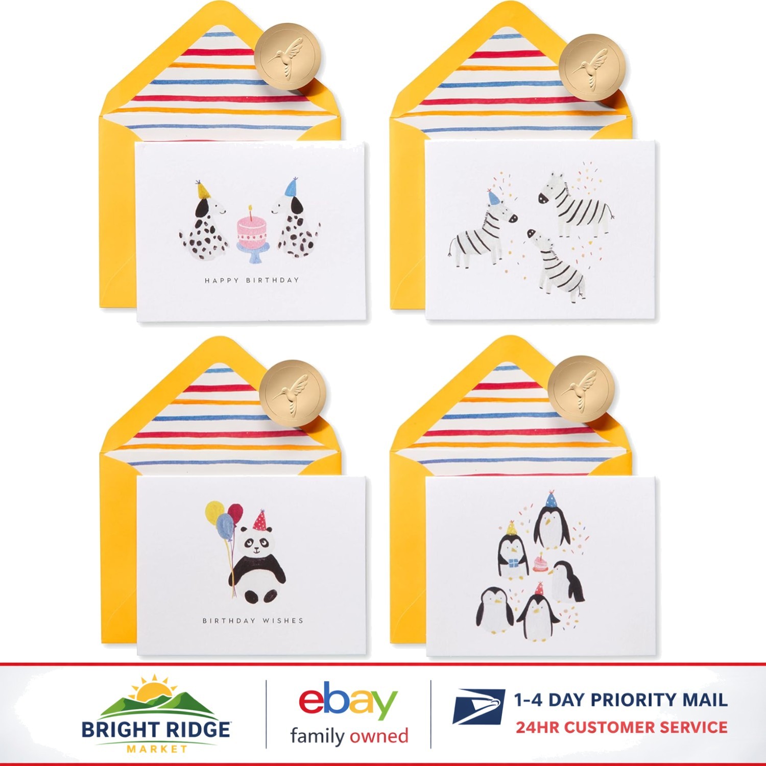 20 Count Blank Birthday Cards Featuring Cute Animal Designs for Kids Parties