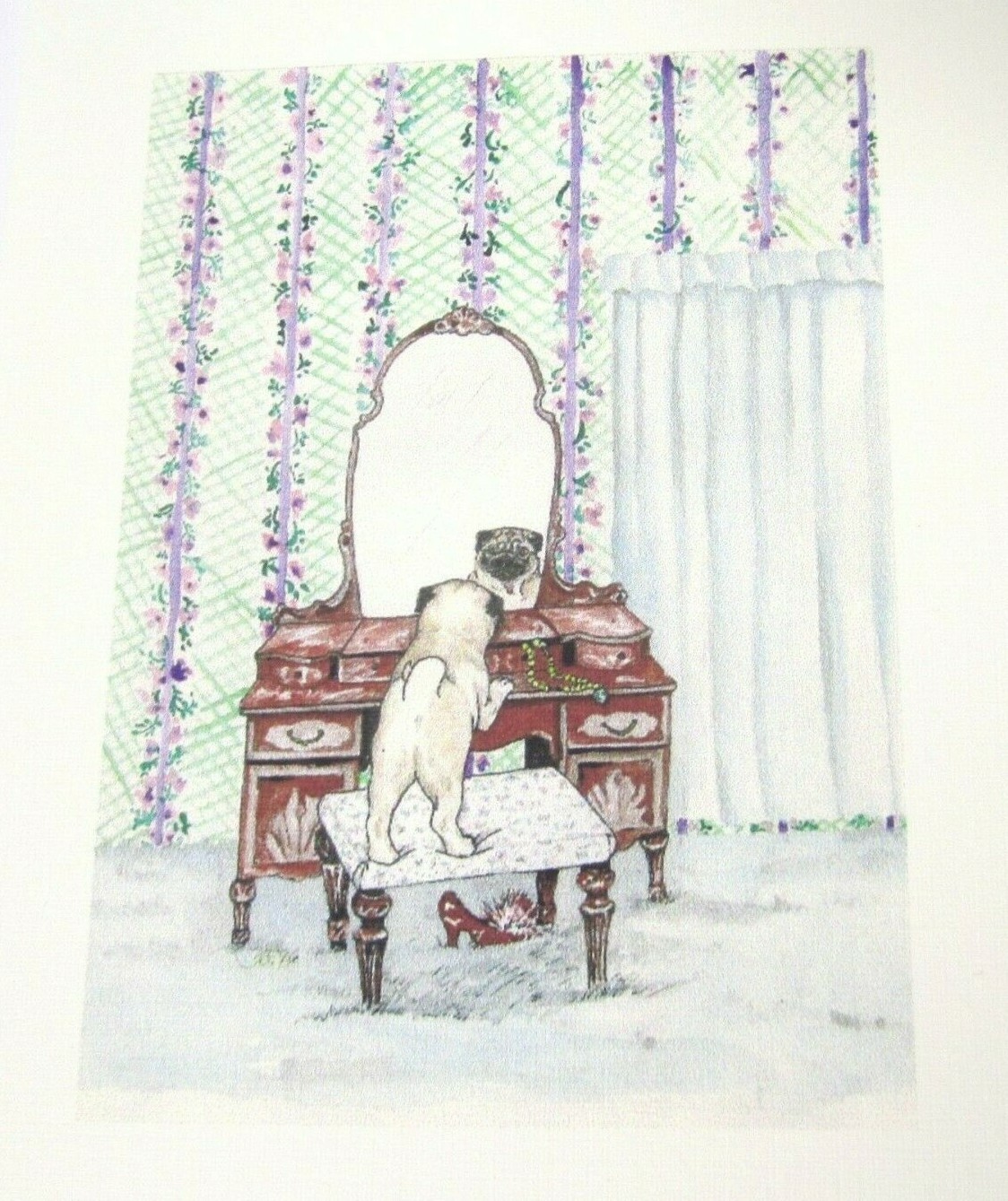 Pug Dog Note Card Blank Inside