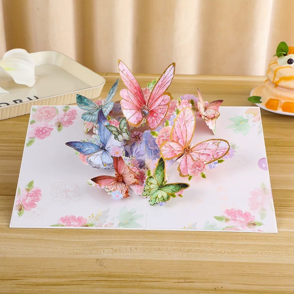 3D Pop Up Butterfly Greeting Card Anniversary Birthday Mother’s Day Gift For Her