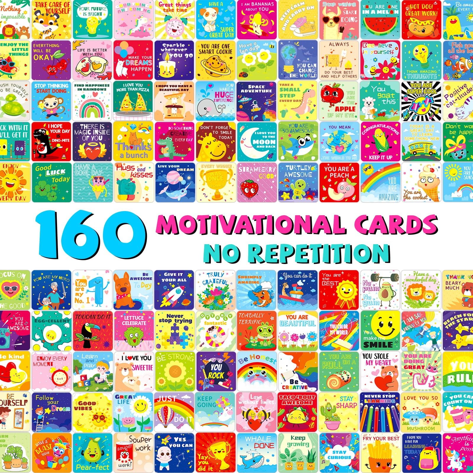 160 Motivational Lunch Notes for Kids, Cute Inspirational Cards Lunch Box Not…