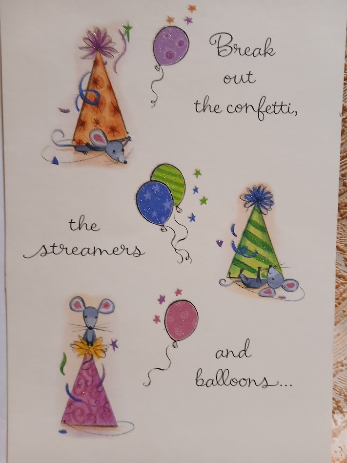 ^ 8.5″ Birthday Card Break Out The Confetti Streamers Balloons Celebrate!
