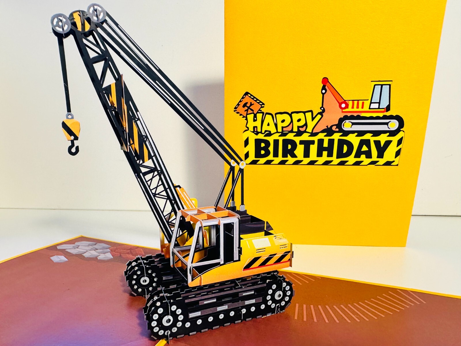 Origami Pop Cards Happy Birthday CRANE Truck Pop Up Greeting Card Handmade