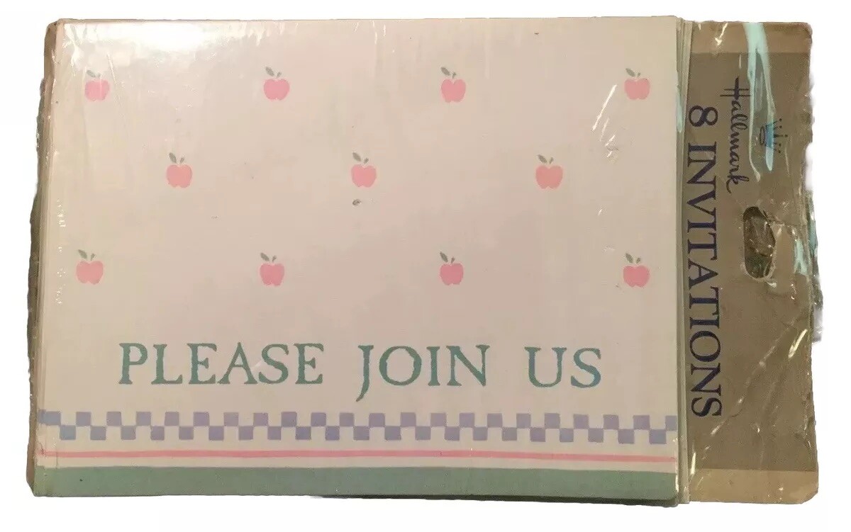 VTG Cottagecore 80s 90s Hallmark Invitations Pastels Apples NIP NOSWT