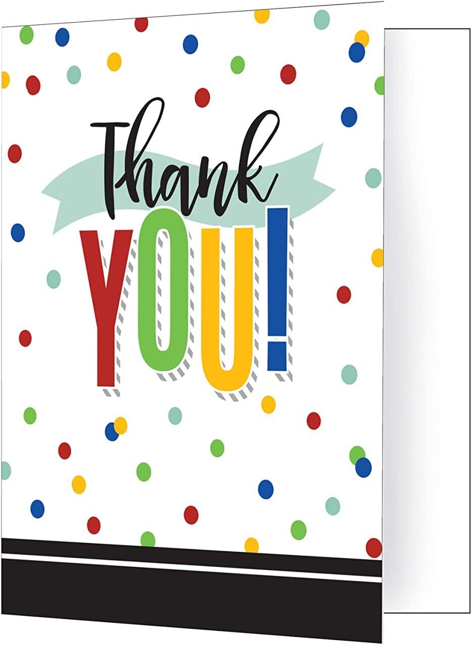 Colorful Grad Graduation Polka Dot Theme Party Thank You Notes Cards