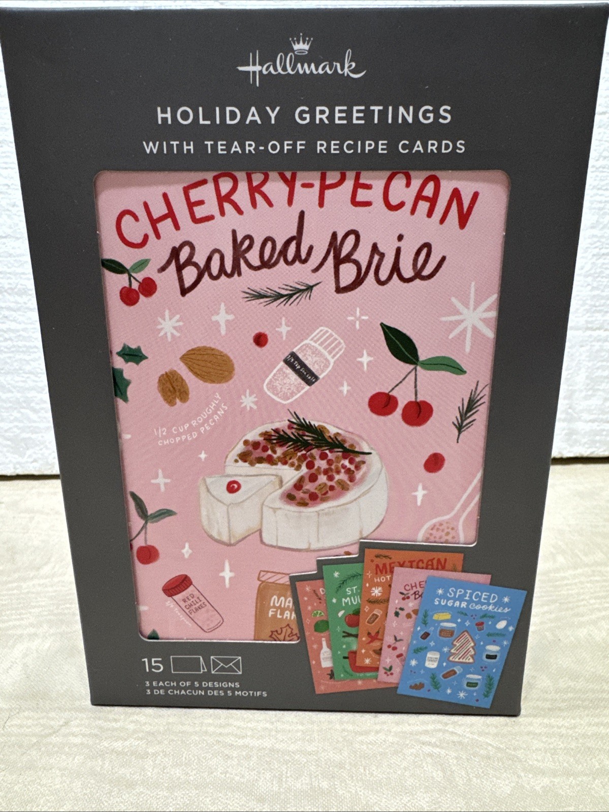 Hallmark Boxed Christmas Cards Holiday Greetings With Tear-Off Recipe Cards