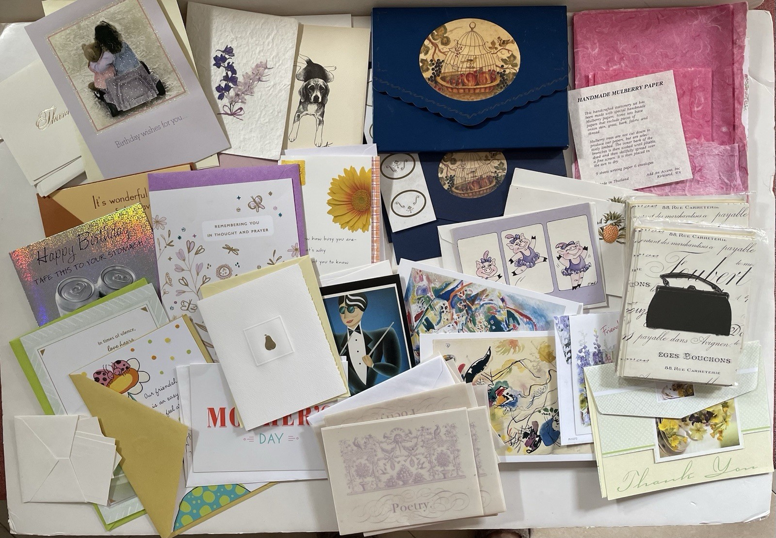 Lot of 71 Asst Greeting Cards Blank Cards Handmade Paper w/ Envelopes New Crafts