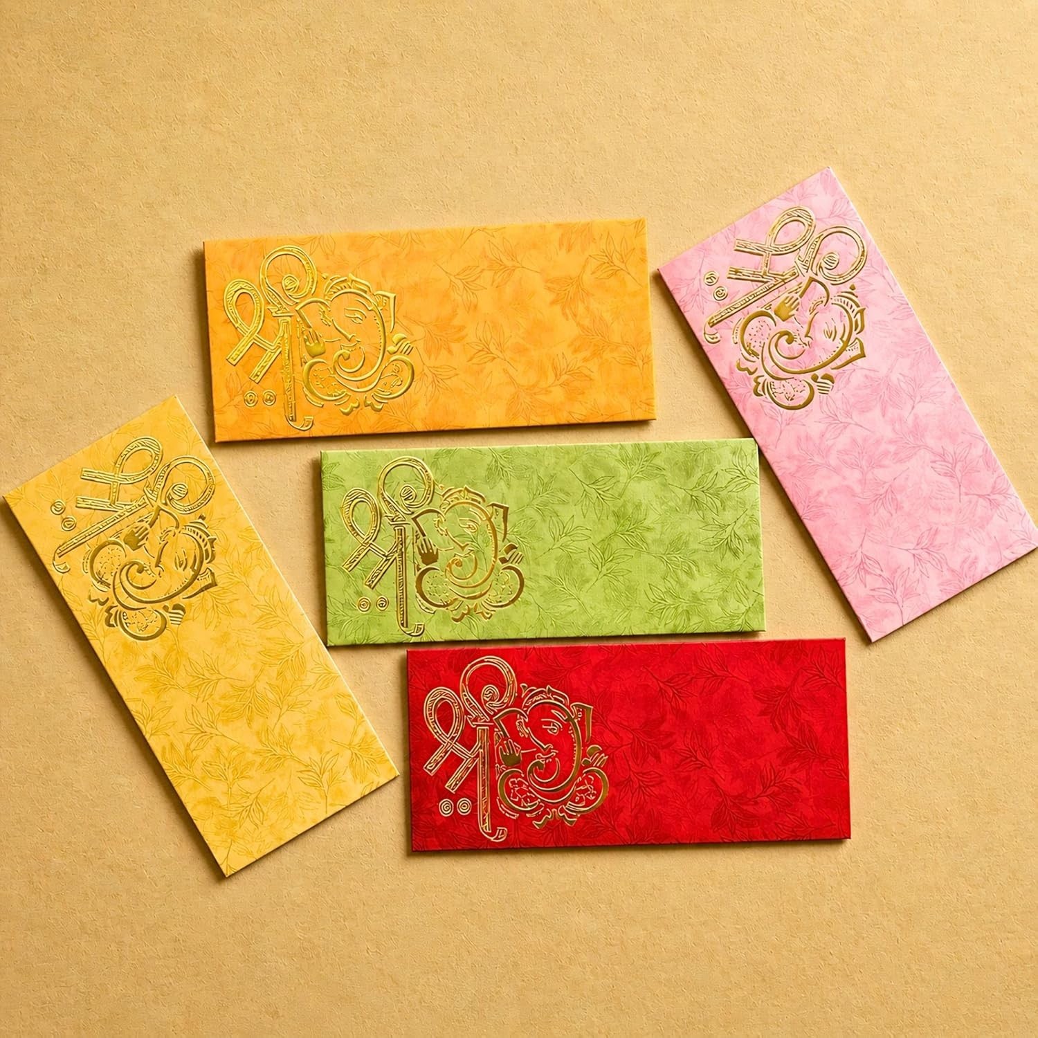 Money Envelopes 7 x 3 Inch Decorative Ganesha Pattern Shagun Lifafa for India…