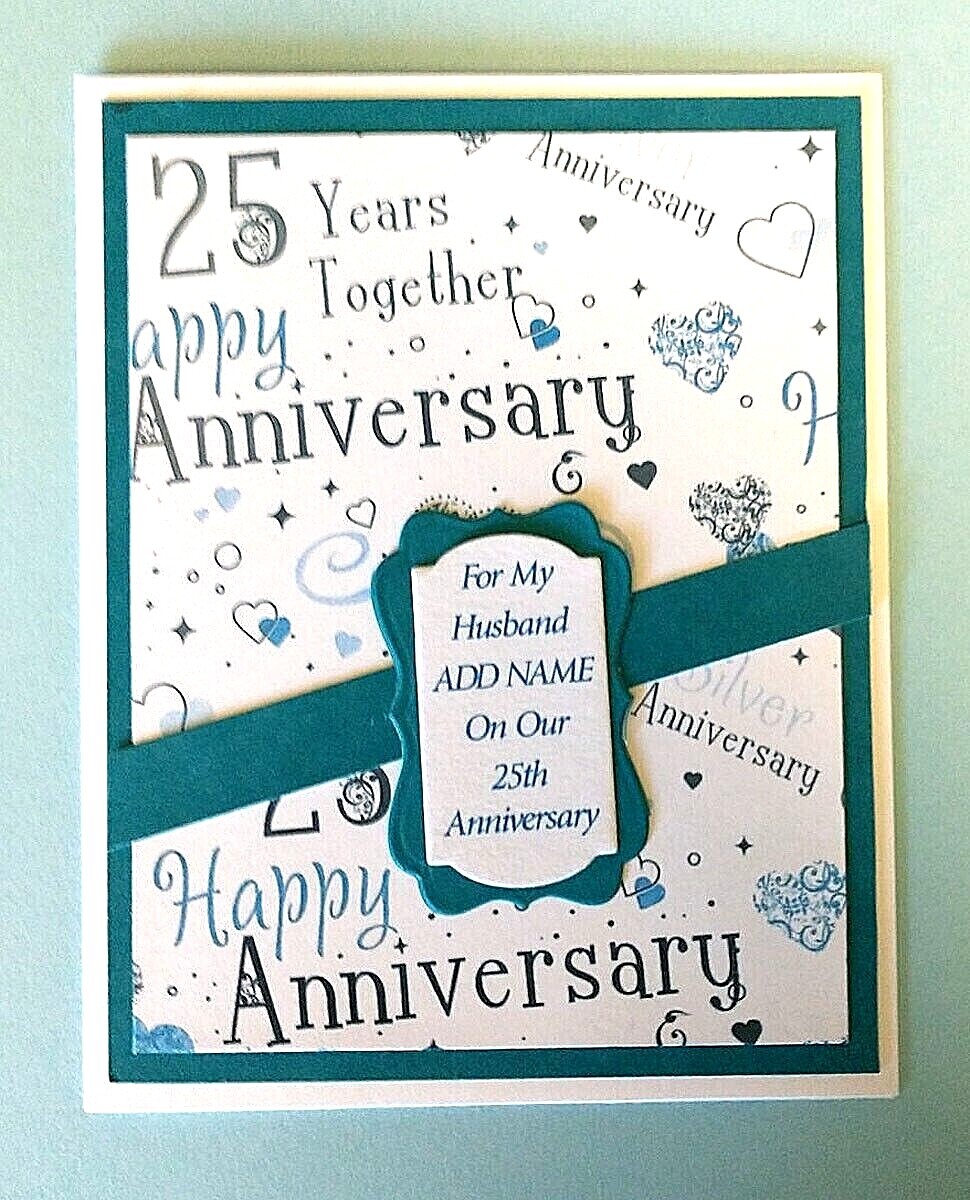 25th Wedding Anniversary Card for Husband with Personalized Name & Verse Inside