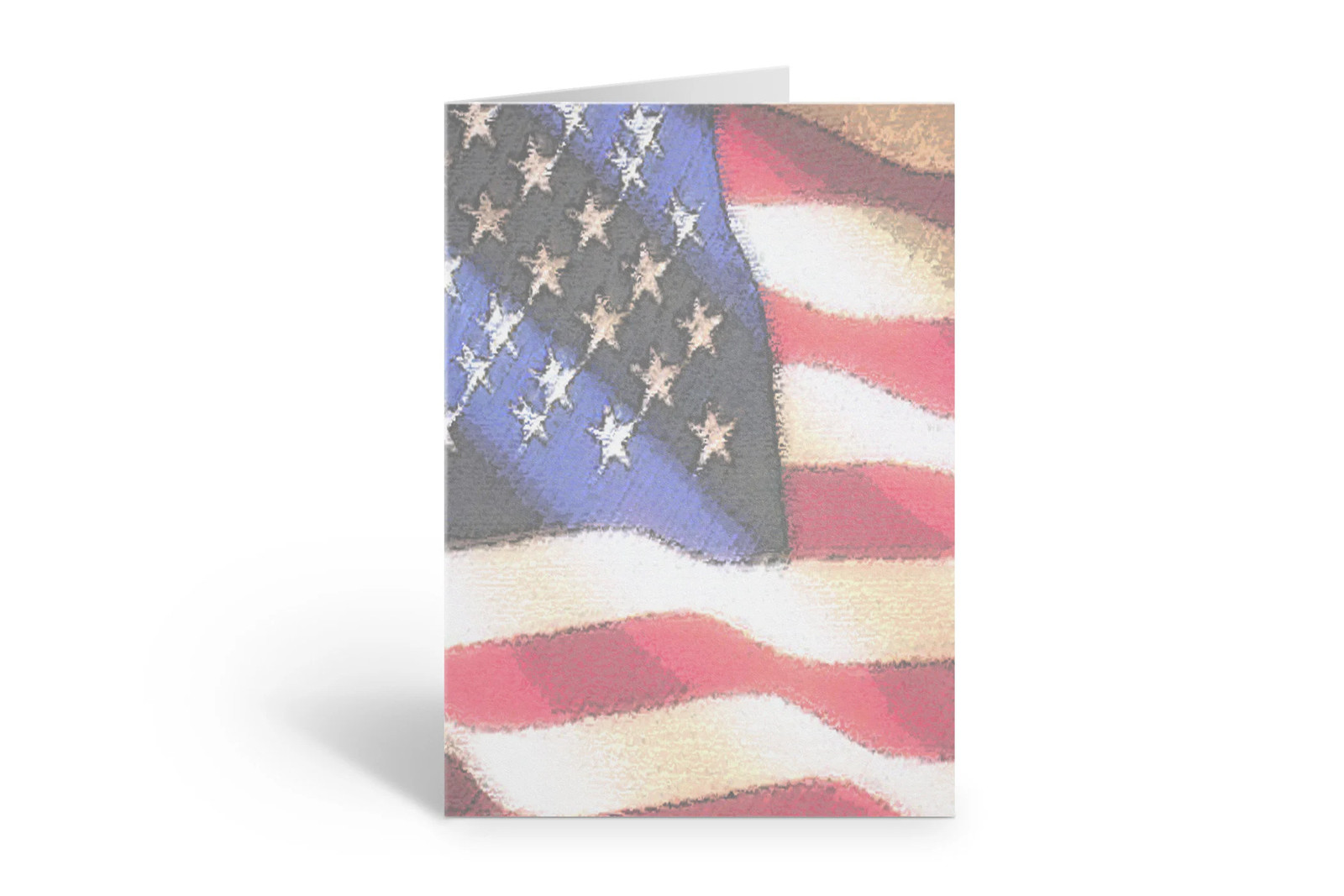 USA Patriotic Note Card – 10 American Flag Cards – 14355