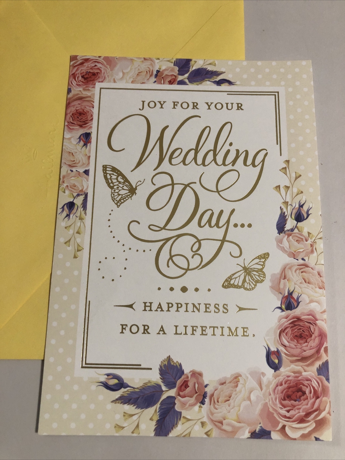 Joy For Your Wedding Day Happiness For A Lifetime 5.5”x8” Hallmark Greeting Card