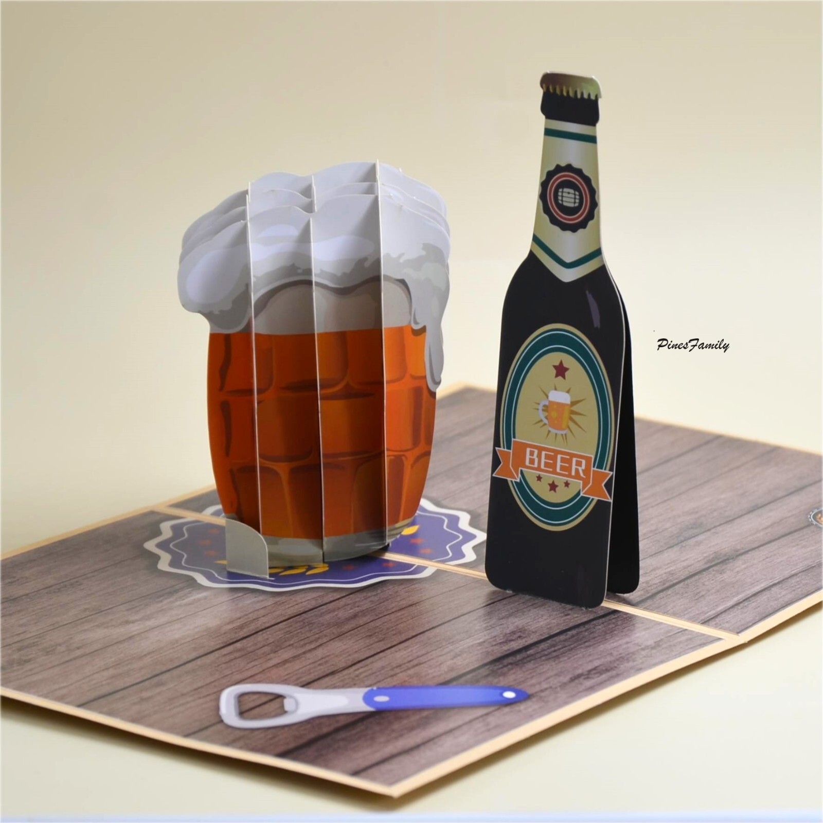 T03-3D Pop Up Greeting Card for Beer Glass Cheers | Birthday, Father’s day, Frie