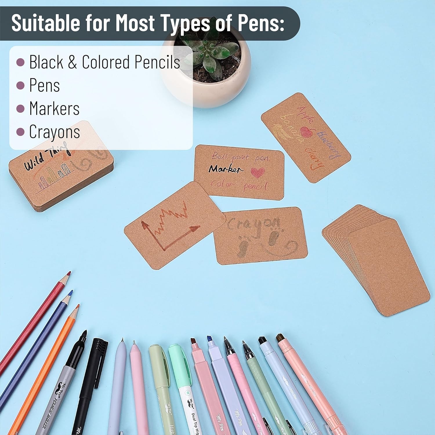 Versatile Blank Kraft Note Cards, 3.5”x2.1”, 100 Cards for Creative Projects