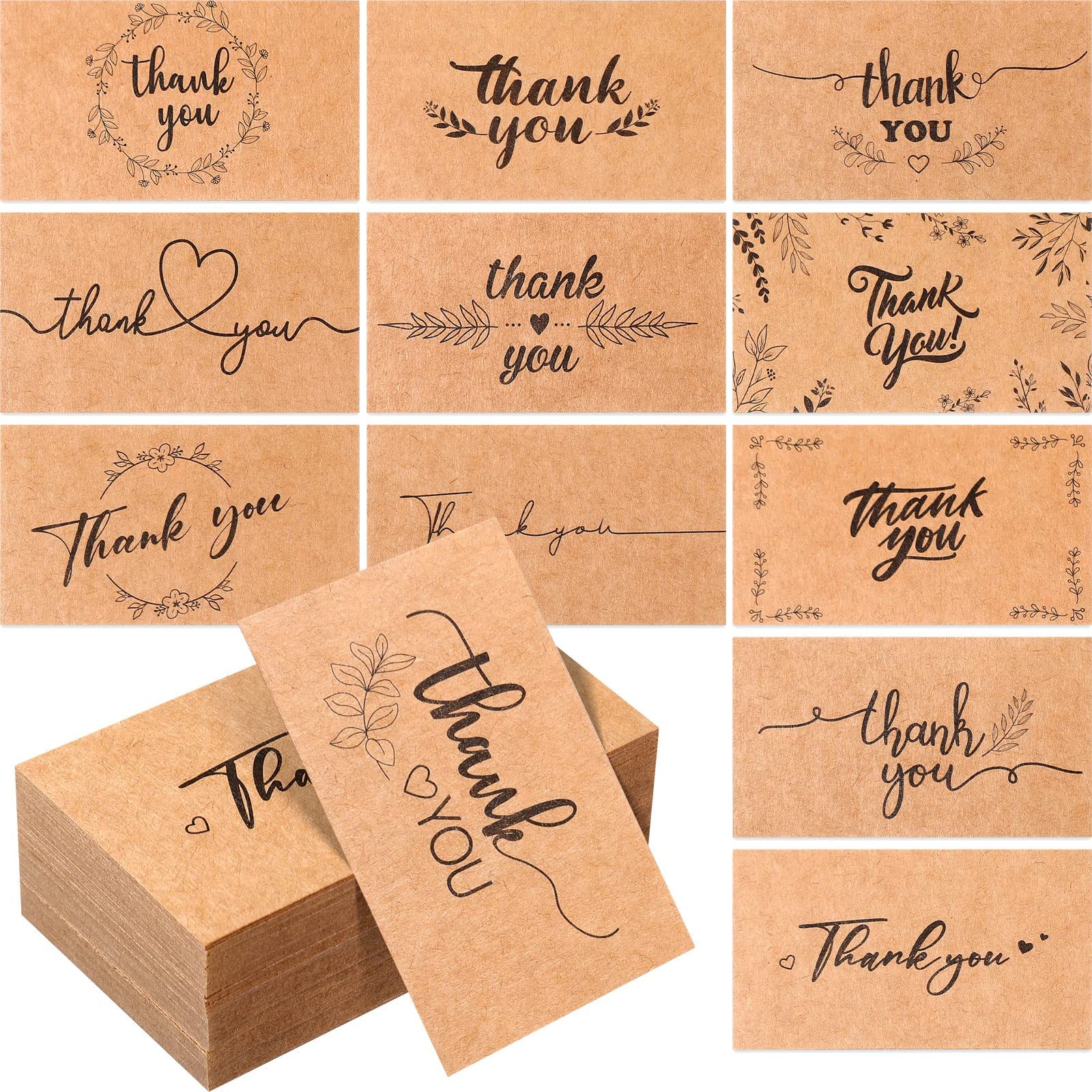 1200 Pcs Mini Thank You Cards 2 X 3.5 Inches for Customer Package Inserts