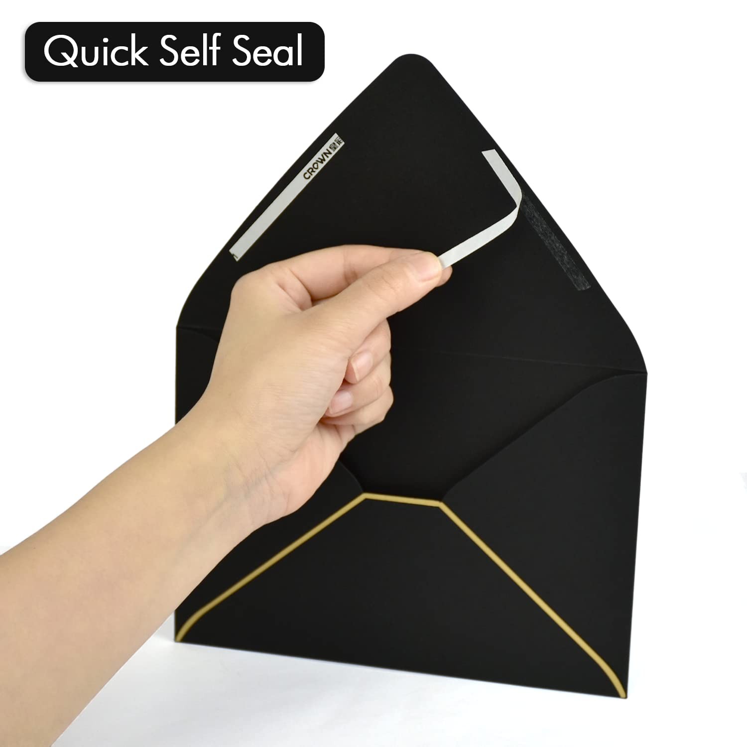 50 PCS Black A7 Envelopes 5.25×7.25 Inches Self Seal For 5×7 Wedding Card