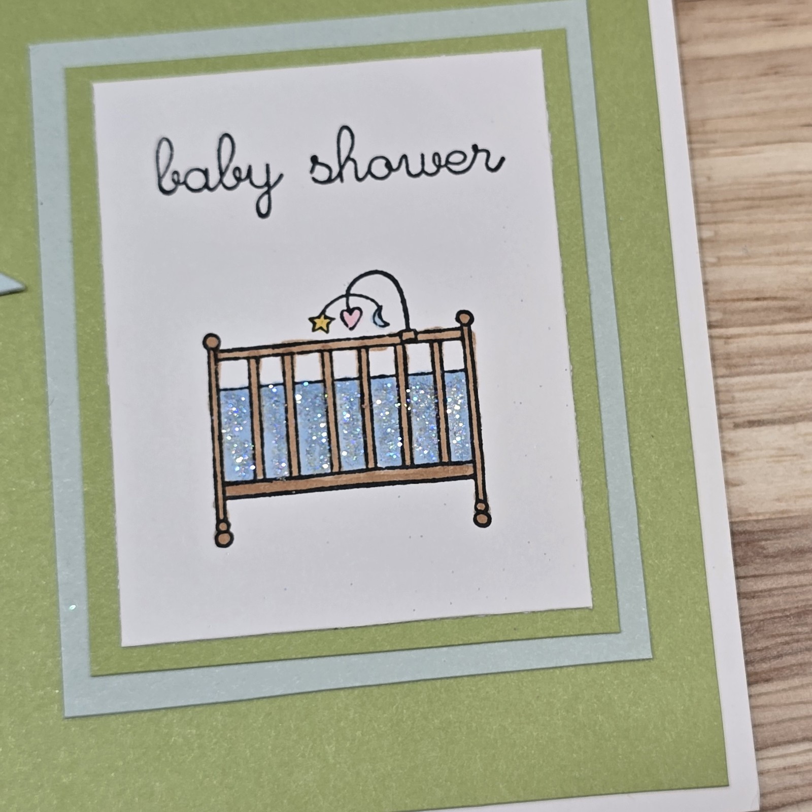 10 Baby Boy Shower Invitations Neutral Blue Green Handmade Cards Envelope Set