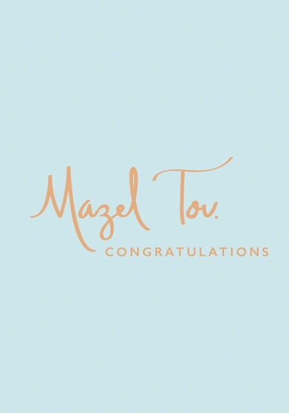 Notes & Queries Gold Foil Mazel Tov on Light Blue Congratulations Card