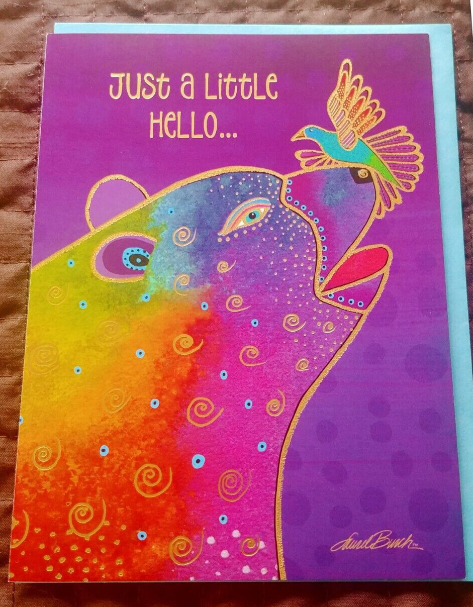 Laurel Burch, “Just A Little Hello” (1) Leanin Tree Friendship Card (1) Envelope