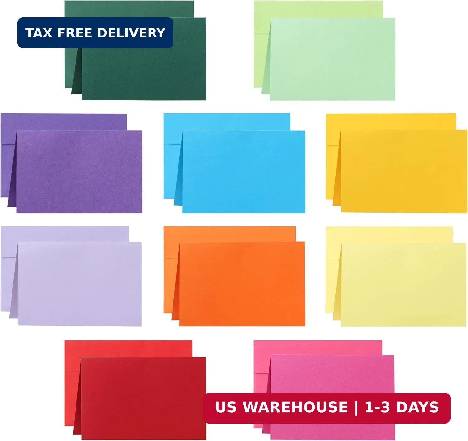 Silunkia 10 Assorted Colors Blank Note Cards and Envelopes 4 x 6 Heavyweight Fol