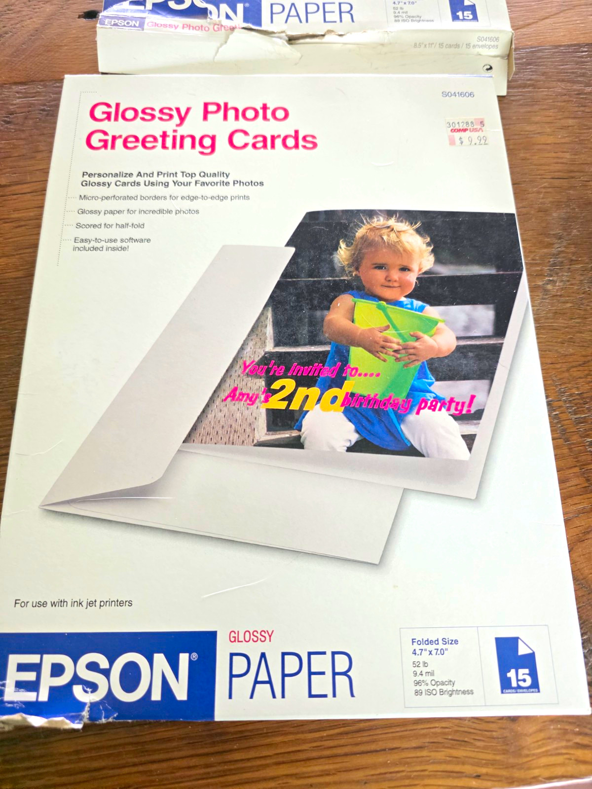 Epson S041606 Glossy Photo Folded Greeting Cards 4.7 x 7 in White