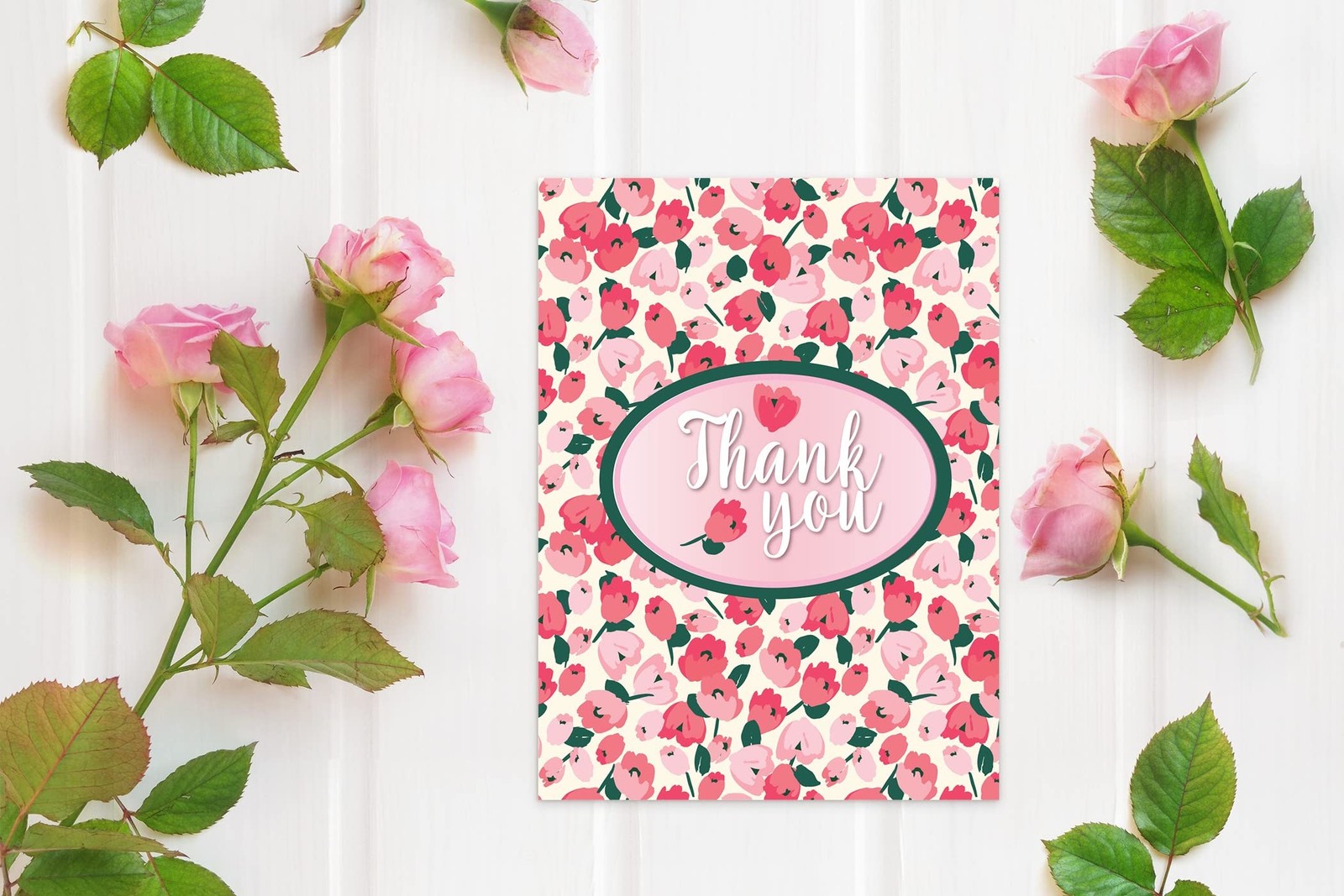 Pink Shower B14421 10 Kids Tulips Thank Note Card Cards Envelopes These