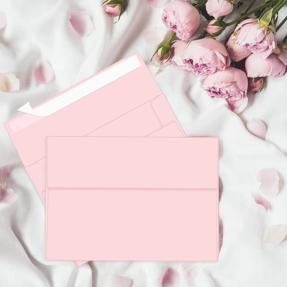 100 Packs Pink 4×6 Envelopes for Invitation Card A6 Small Envelopes Self Seal…