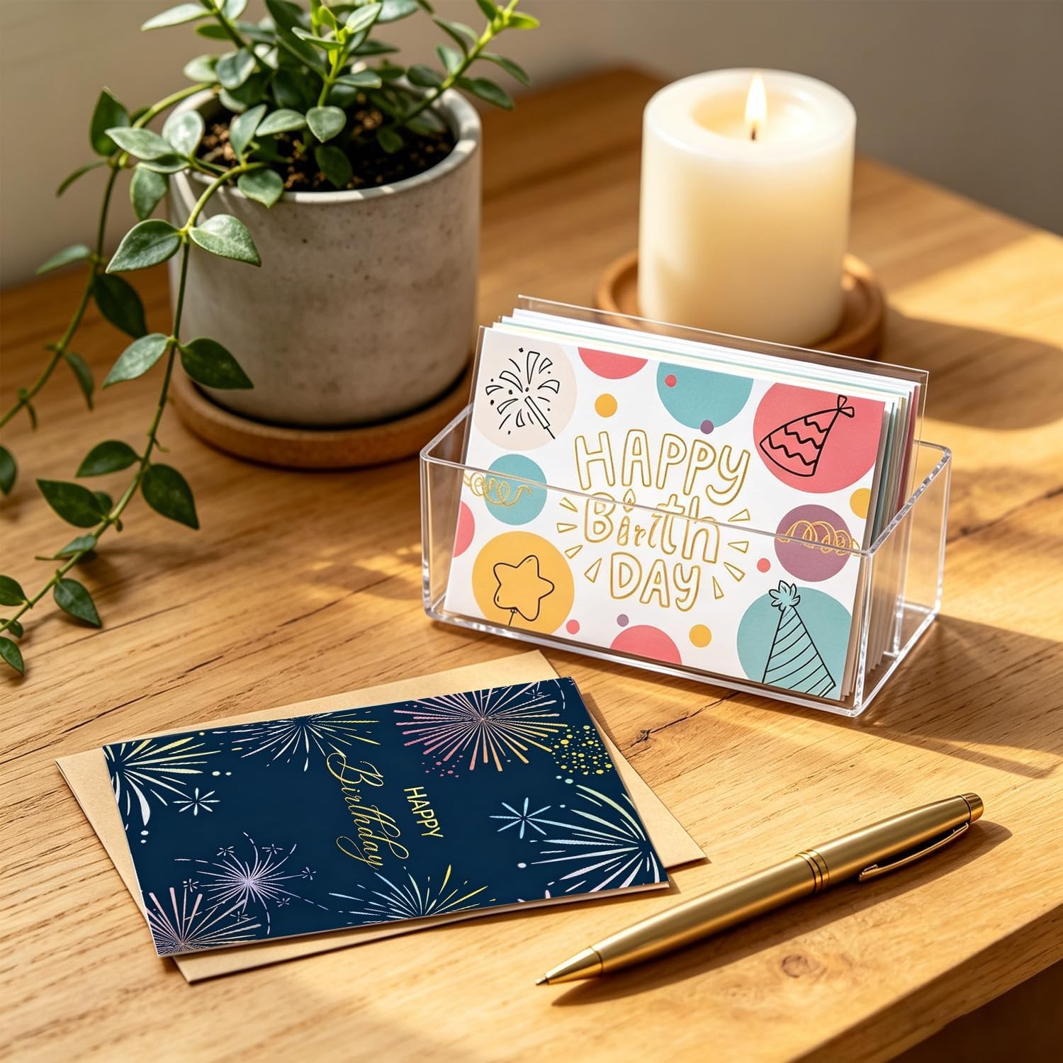 120 Gold Foil Birthday Cards Envelopes Stickers 5×7 For Family Office